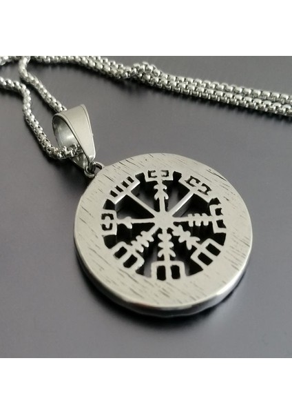 Paslanmaz Çelik Vegvisir Savaşçı Pusula Viking Kolye