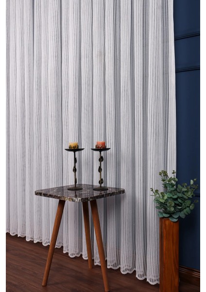 Taç Çizgili Örme Kullanıma Hazır 1/2,5 Normal Pile Tül Perde Tek Kanat - Ekru 100 x 240 cm fiyatları