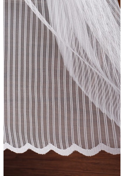 Taç Çizgili Örme Kullanıma Hazır 1/2,5 Normal Pile Tül Perde Tek Kanat - Ekru 100 x 240 cm fırsatları