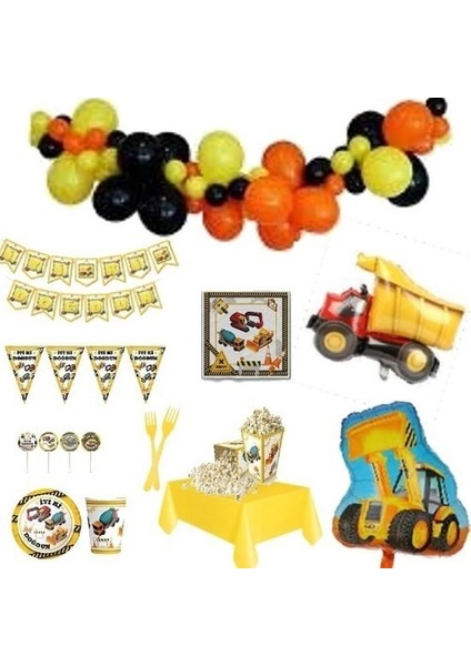 Mini Party Store Inşaat Temalı Lüks Doğum Günü Seti