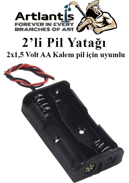 2 Li Pil Yatağı Deney 5 Adet ve 10 Adet 1.5V Pil 1 Paket Pil Yuvası Pil Kutusu Aa Kalem Kalın Pil 2x1,5 Volt Yaylı Pil Yuvası