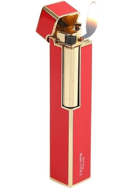 Slim Kare Metal Çakmak - Kırmızı - Taşlı Gazlı fiyatları