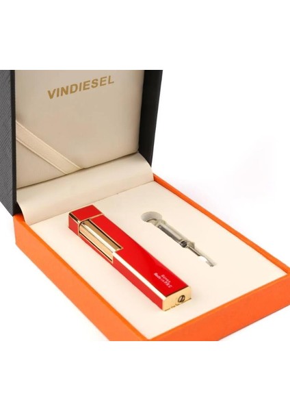 Slim Kare Metal Çakmak - Kırmızı - Taşlı Gazlı fırsatları