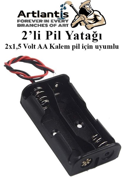 2 Li Pil Yatağı Deney 3 Adet ve 6 Adet 1.5V Pil 1 Paket Pil Yuvası Pil Kutusu Aa Kalem Kalın Pil 2x1,5 Volt Yaylı Pil Yuvası