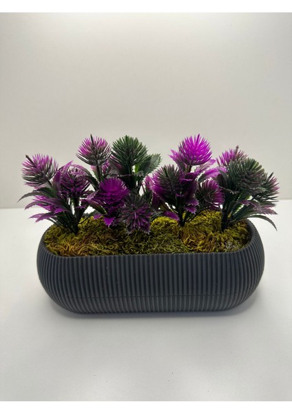 Uzun Gri Saksıda Yapay Çiçek Iğneli Çam Demeti Dekoratif Mutfak Banyo Masa Çiçeği 21X9X7 cm fiyatları