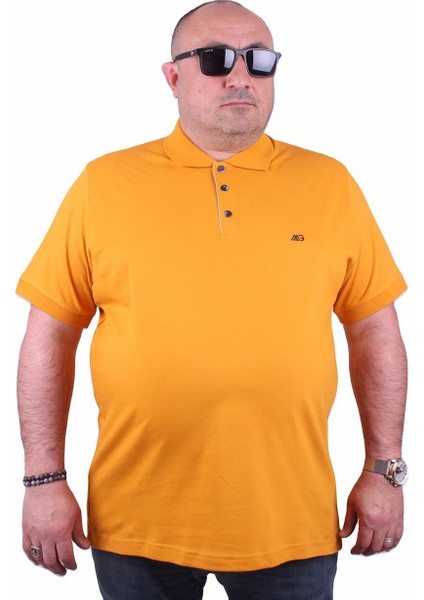 Mocgrande Büyük Beden Likralı Klasik Polo Tişört 11500 Hardal