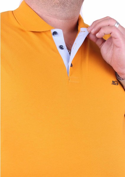 Mocgrande Büyük Beden Likralı Klasik Polo Tişört 11500 Hardal fiyatları