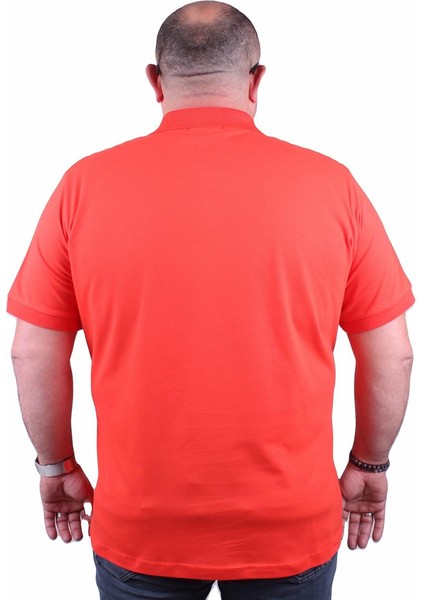 Mocgrande Büyük Beden Likralı Klasik Cepli Polo Tişört 11501 Nar Çiçeği fırsatları