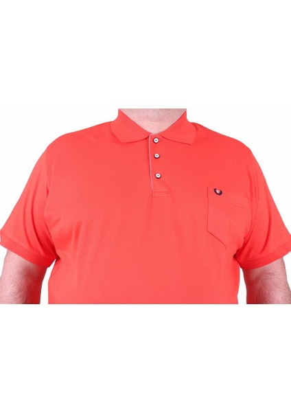 Mocgrande Büyük Beden Likralı Klasik Cepli Polo Tişört 11501 Nar Çiçeği indirimleri