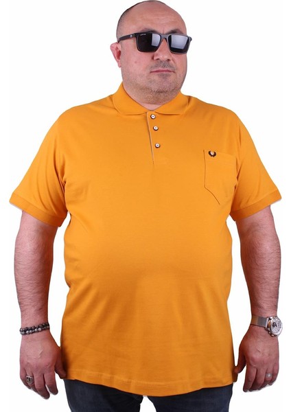 Mocgrande Büyük Beden Likralı Klasik Cepli Polo Tişört 11501 Hardal