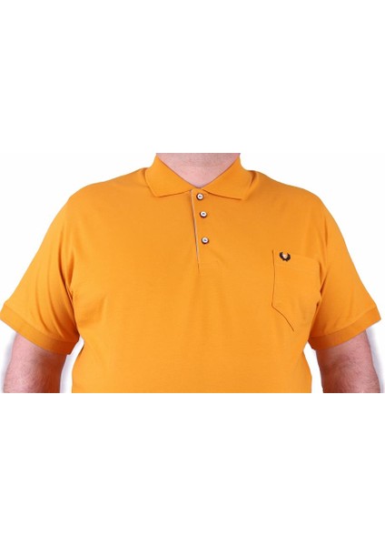Mocgrande Büyük Beden Likralı Klasik Cepli Polo Tişört 11501 Hardal indirimleri