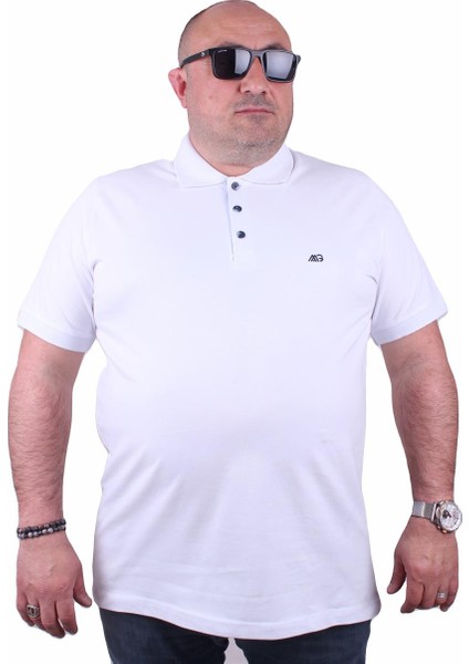 Mocgrande Büyük Beden Likralı Klasik Polo Tişört 11500 Beyaz