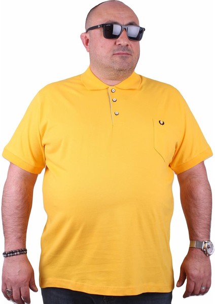 Mocgrande Büyük Beden Likralı Klasik Cepli Polo Tişört 11501 Sarı