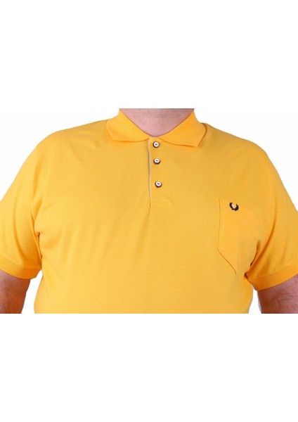 Mocgrande Büyük Beden Likralı Klasik Cepli Polo Tişört 11501 Sarı fırsatları