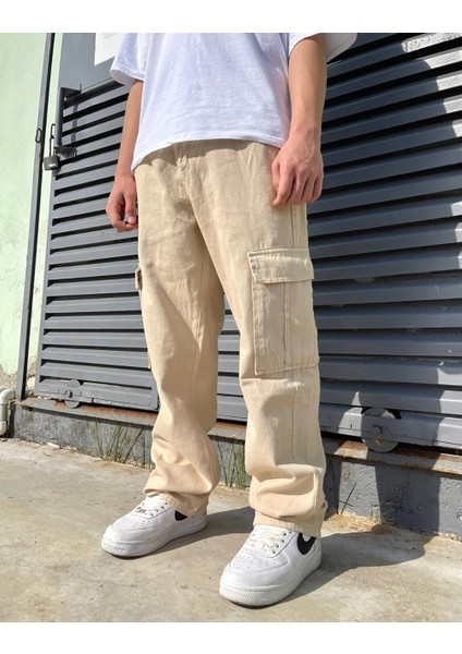 Premium Baggy Kargo Pantolon Bej