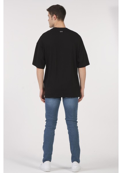 Oversize T-Shirt Dolar Kolyeli Panda Siyah