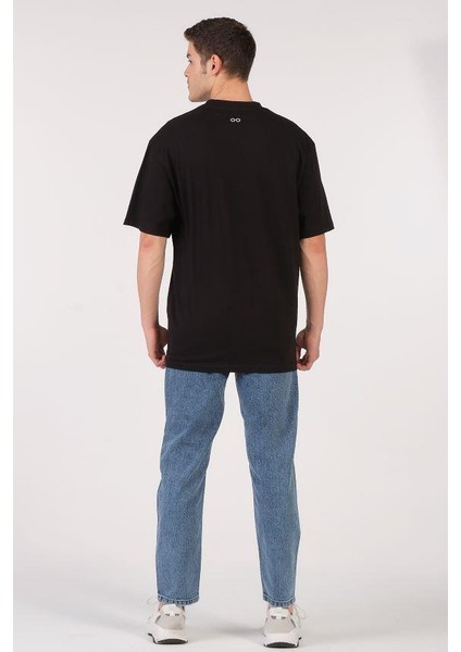 Oversize T-Shirt Dolar Kolyeli Panda Siyah
