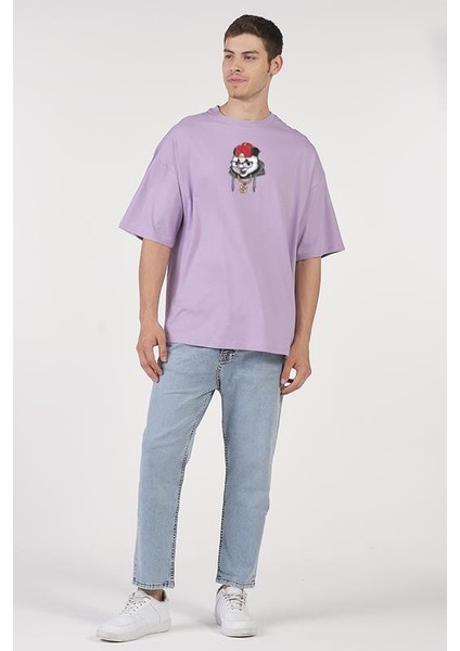 Oversize T-Shirt Dolar Kolyeli Panda Lila