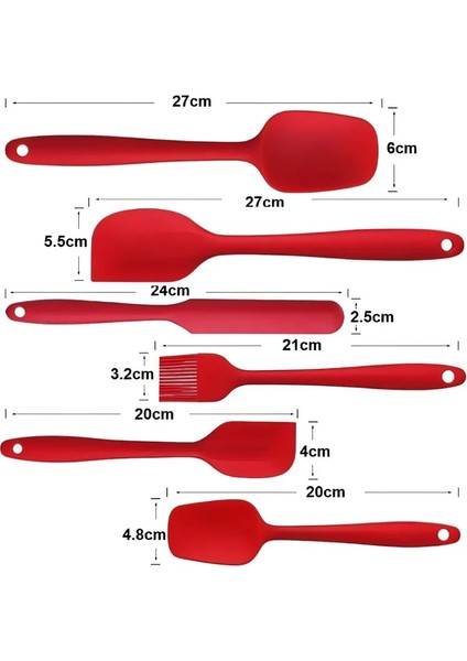 Silikon Servis Ve Spatula Seti 6'Lı Renkli -Isıya Dayanıklı Yanmaz Yapışmaz