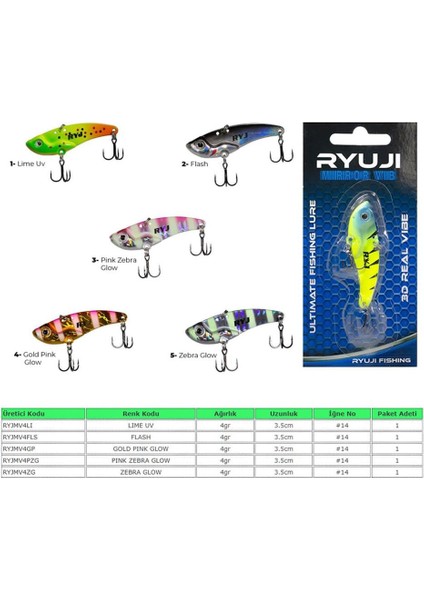 Mirror Vib 4 gr / 3.5 cm Metal Vibrasyon Jig Yem fiyatları