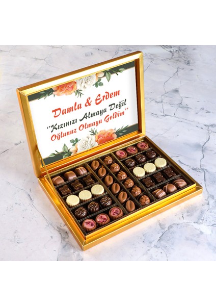 İsimli Kız İsteme Special Çikolata 480g (Gold Kutu) fiyatları