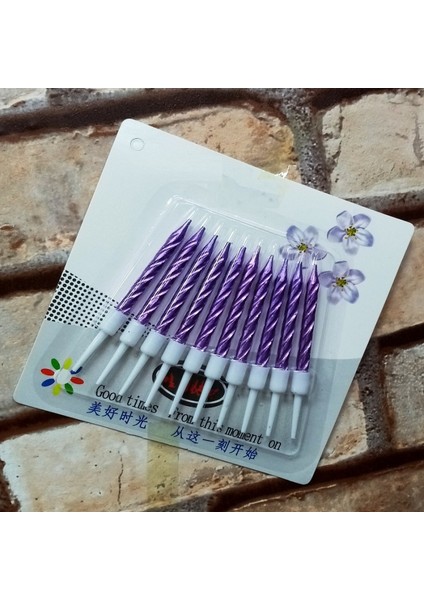 Vıp Kalite Burgulu Lila Pasta Mumu Lila Doğum Günü Mumu 10 Adet Lila Mum Decor Purple Bırthday Candle