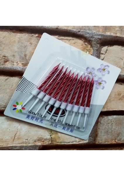 Vıp Kalite Burgulu Kırmızı Pasta Mumu Kırmızı Doğum Günü Mumu 10 Adet Kırmızı Mum Decor Red Bırthday Candle