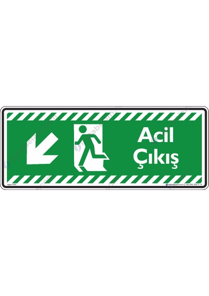 Acil Çıkış Sol Aşağıya Ok/30x12cm/fosforlu etiket