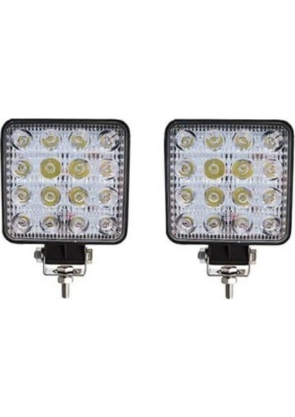 Off Road Sis Farı - Lamba 16 LED Kare Çalışma Lambası 2 Adet