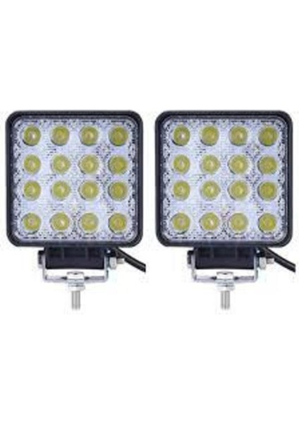 Off Road Sis Farı - Lamba 16 LED Kare Çalışma Lambası 2 Adet