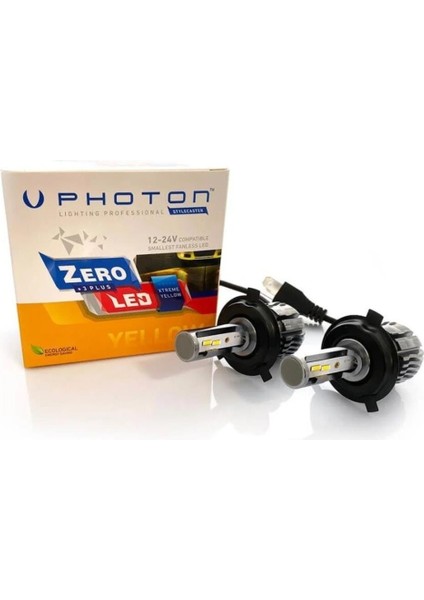 Zero H4 Xtreme Yellow +3 Plus Fansız LED Xenon (Limon Sarısı)