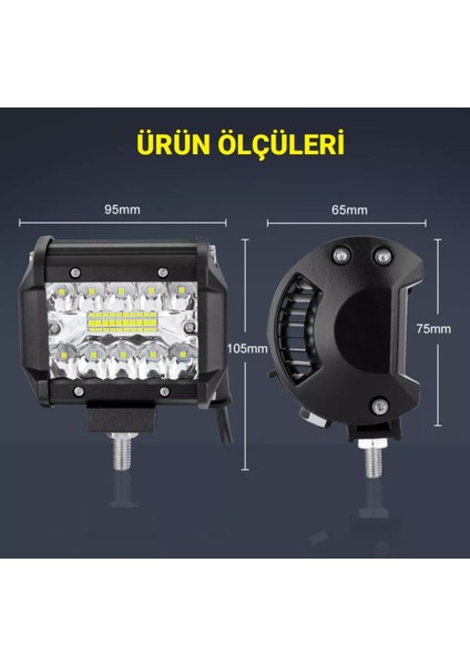 60W Kombo Aydınlatma 20 LED Çalışma Lambası Off Road Motorsiklet