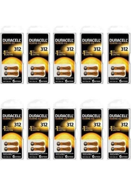 Duracel Activair 312 Numara Kulaklık Pili 60'lı & 10 Paket -Toplam 60 Adet Pil