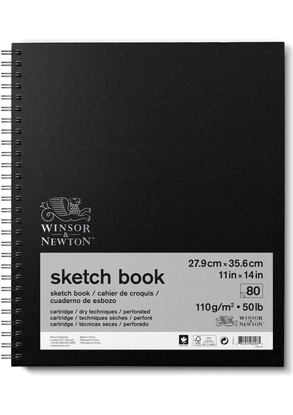 Eskiz Çizim Bloknotu Spiralli Siyah Hafif Dokulu 110GR 50 Sayfa 28X36CM