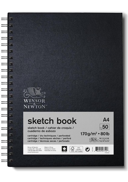 Eskiz Çizim Bloknotu Spiralli Siyah Hafif Dokulu 170GR 50 Sayfa A4 21X29.7CM