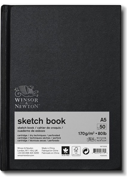 Eskiz Çizim Bloknotu Sert Ciltli Siyah Hafif Dokulu 170GR 50 Sayfa A5 14.8X21CM