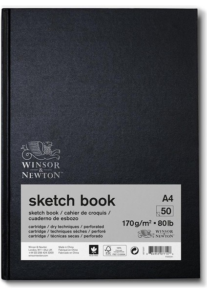 Eskiz Çizim Bloknotu Sert Ciltli Siyah Hafif Dokulu 170GR 50 Sayfa A4 21X29.7CM