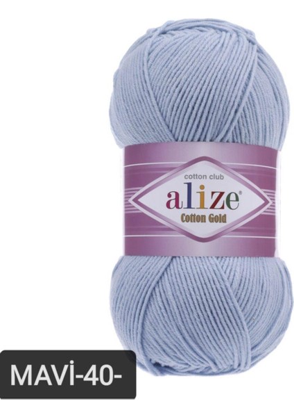 Cotton Gold 100 gr Amigurumi İpi El Örgü İpi Punch İpi Örgü İpi -Mavi 40 - Alize Cotton