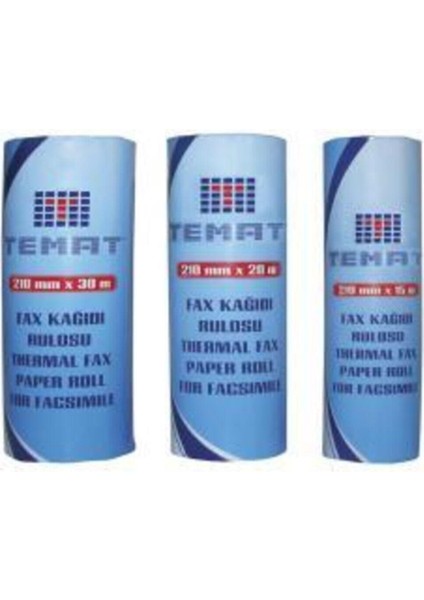Temat Fax Kağıdı Rulosu Temat Fax Kağıdı 210X30 Metre Fax