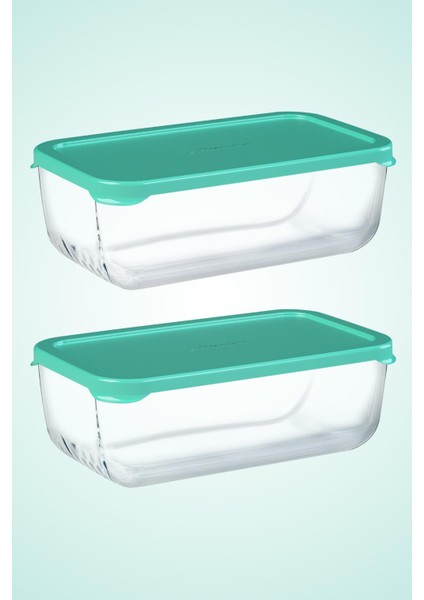 2'Li Snowbox Saklama Kabı Takımı - 1200cc - Yeşil Kapaklı