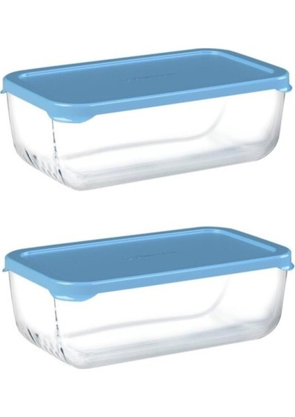 54373 2'Li Snowbox Cam Saklama Kabı 1200 Cc Mavi