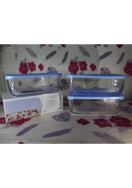 54373 2'Li Snowbox Cam Saklama Kabı 1200 Cc Mavi fırsatları