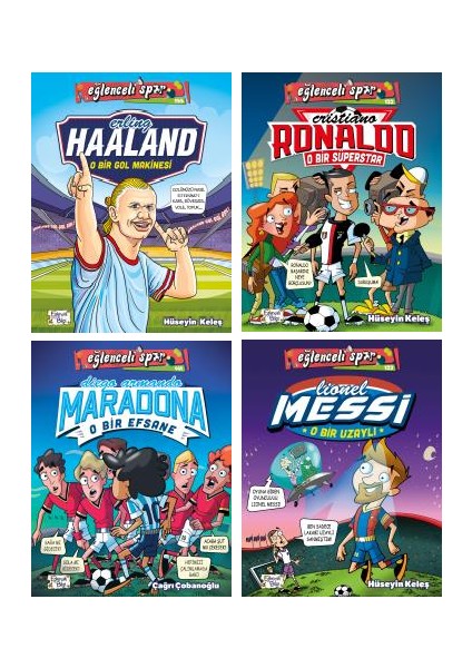 Eğlenceli Bilgi Spor 4 Kitap Set - Messi - Ronaldo - Haaland - Maradona