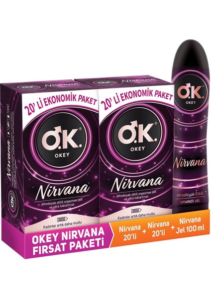 Nirvana Prezervatif 40'Lı + Okey Nirvana Jel Su Bazlı 100 Ml