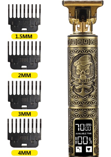 Vintage T9 Elektrikli Şarj Edilebilir Tıraş Makinesi Şık Tasarım Dijital Gösterge Kablosuz Rahat Kullanım