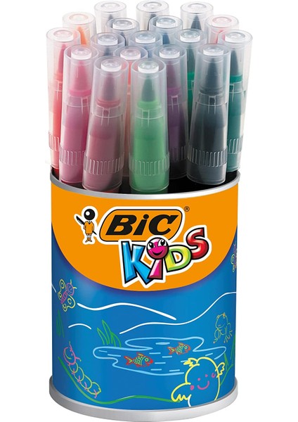 Bic Visa Firça Uçlu Keçeli Boya Kalemi, 18'li Kavanoz