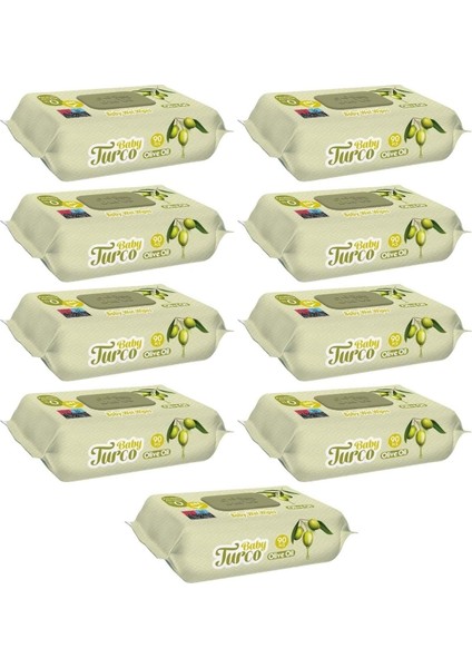 Islak Havlu Mendil 90 Yaprak Zeytinyağlı 9 'lu Set 810 Yaprak Plastik Kapaklı