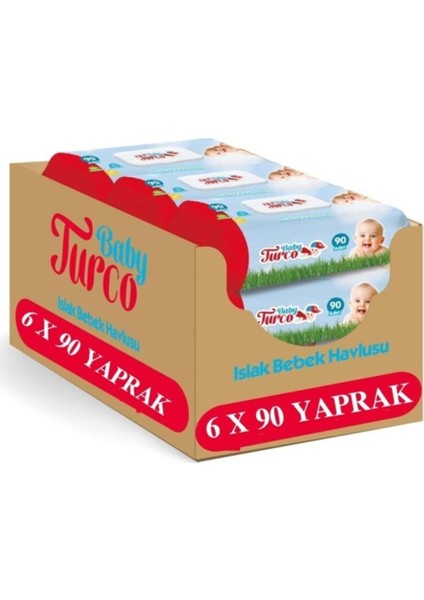 Baby Turco Islak Mendil Havlu  90 Yaprak x 6 Adet