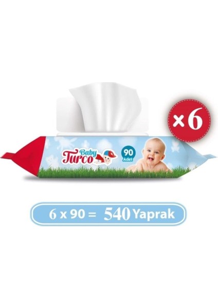 Baby Turco Islak Mendil Havlu  90 Yaprak x 6 Adet