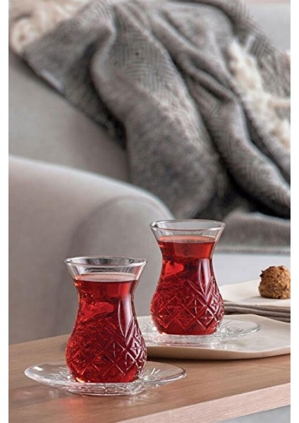 Timeless Kesme Kristal Çay Bardağı Seti Takımı 12 Parça Çay Seti 96992